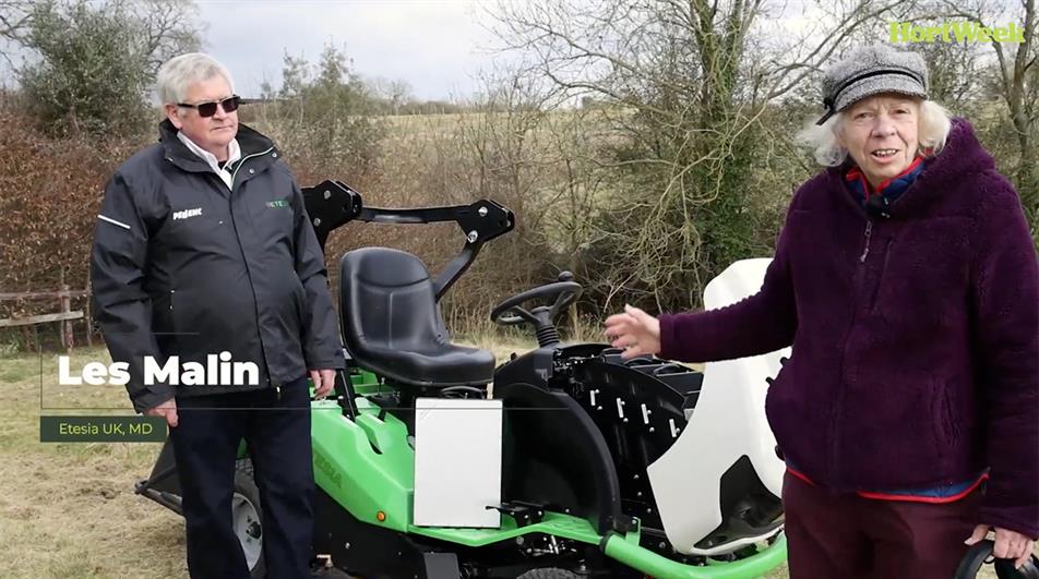 Etesia MD Les Malin and HortWeek technical editor Sally Drury